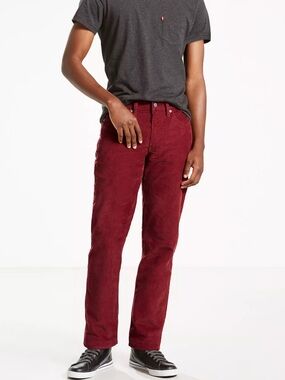 Levi's Men's 514 Corduroy Pants in Burgundy Red